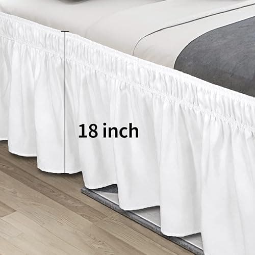 Easy-Going Bed Skirt for Twin or Full Size Bed, 18 Inch Tailored Drop, Fitted with Adjustable Elastic Belt, Convenient to Use Without Lift The Mattress (Twin/Full, White) - Twin/Full - 18" Drop - White thumbnail 7