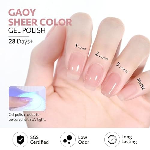 GAOY Jelly Nude Gel Nail Polish, 16ml Sheer Rose Pink Translucent Soak Off Gel Polish, UV Light Cure for Nail Art DIY, 1624 Ocean Song thumbnail 6