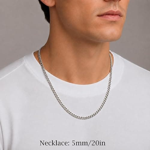 OLARCU 3.5mm/5mm Silver Stainless Steel Cuban Link Chain Necklace Jewelry for Men, 18-26 Inches thumbnail 3