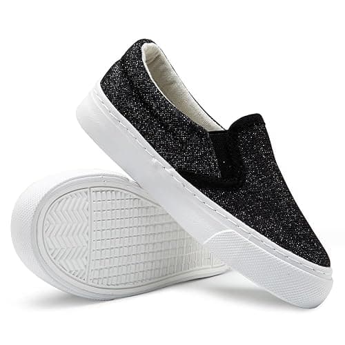 Toandon Toddler Girls Kids Sparkle Slip On Sneakers Loafers Age 2-10 thumbnail 5