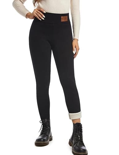PUXODA Women Sherpa Lined Leggings Soft Clouds Fleece Tights Winter Warm Thermal Thick Cashmere Pants High Waist - Image 1
