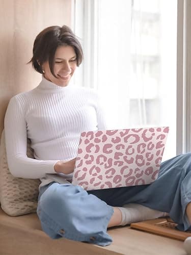 Seorsok Compatible with MacBook Air 13 Inch Case 2022 2021 2020-2018 Release A1932 A2179 M1 A2337 Touch ID,Leopard Grain Plastic Hard Shell Case with Keyboard Cover,Pink Leopard Cheetah Pattern thumbnail 7