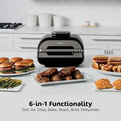 Ninja | Indoor Grill and Air Fryer| Foodi Smart XL | 6-in-1 Grill, Air Fry, Roast, Bake, Broil, Dehydrate & Crisp |Smart Thermometer & Splatter Shield | Dishwasher Safe Parts | Black/Silver | FG551 thumbnail 2