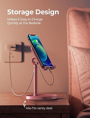 LISEN Pink Vanity Girls Room Decor Kitchen Accessories, Cute Pink Cell Phone Stand Bathroom Living Room Essentials Decor Offices Desk Accessories for iPad mini Phone Holder 4-10 in thumbnail 6