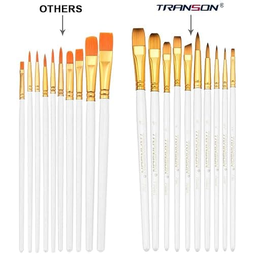 Transon 20pcs Artist Painting Brush Set for Acrylic Watercolor Gouache Hobby Craft Face Rock Painting White thumbnail 4
