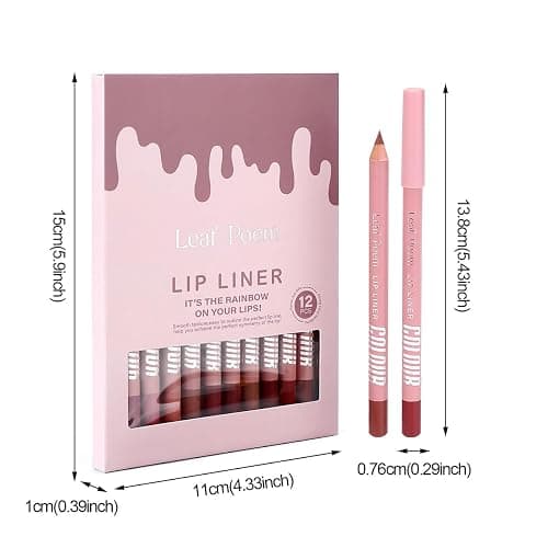 Pakivs 12Pcs Matte Lip Liner Pencil Set,Waterproof Creamy Lip Liner,High Pigmented Non-Stick Cup,Plumping Lip Definer Pencil Lipstick Set,Long-Lasting Smooth and Smudge-proof Natural Lip Pencils Gift thumbnail 6
