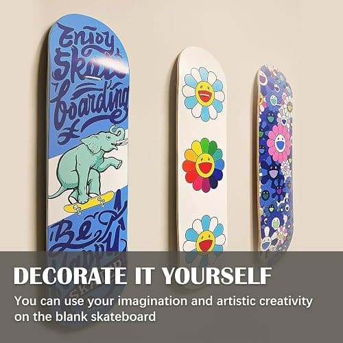 ROKENPOY 3 PCS Blank Skateboard Decks, 8 x 31 inch 7-Layer Maple Double-Tail Skateboard, Ideal for Painting, and Wall Decoration thumbnail 4
