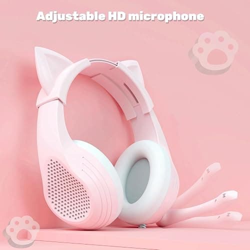 Anivia Pink Gaming Headset with Microphone for PC Computer iOS Mac PS4 PS5 Xbox One Phone, 3D Surround Sound, Soft Memory Foam Ear Cushion, Wired Over-Ear Headphones with Mic for Gamer thumbnail 5