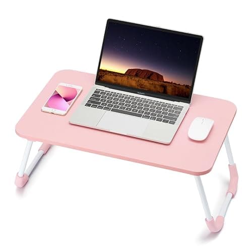 Ruxury Folding Lap Desk Laptop Stand Bed Desk Table Tray, Breakfast Serving Tray, Portable & Lightweight Mini Table for Sofa Couch Floor - - Pink - Image 1
