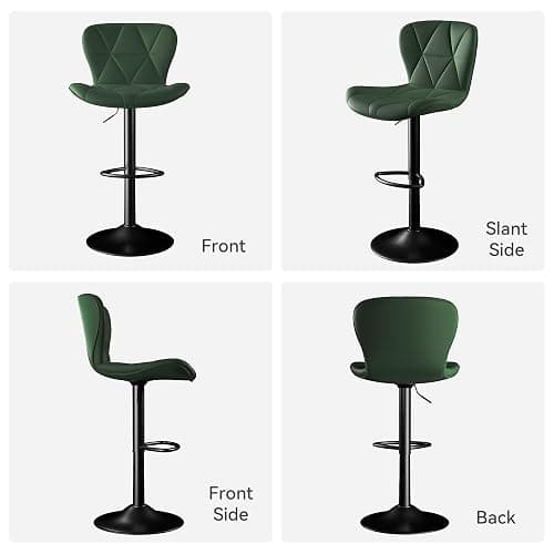 Daluvenix Bar Stools Set of 4,Adjustable Swivel Barstools, Faux Leather Bar Chairs,Upholstered Counter Height with High Backrest for Kitchen Island, Green thumbnail 2