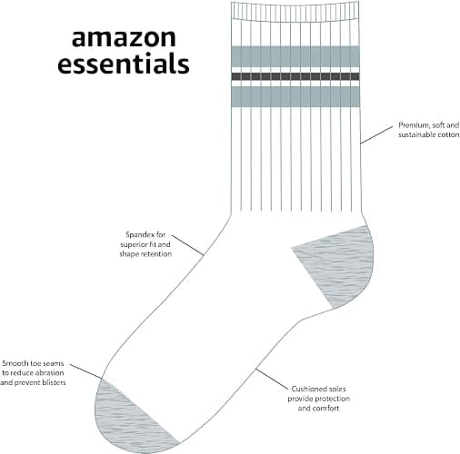 Amazon Essentials Boys and Toddlers' Cotton Cushioned Athletic Crew Sports Socks, 10 Pairs thumbnail 3