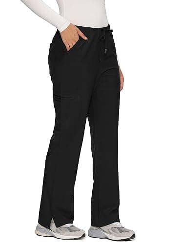 floralhue Women’s Scrub Pants – Soft Stretch Cargo with 8 Pockets, Loose Fit – Consider Sizing Down - Image 1