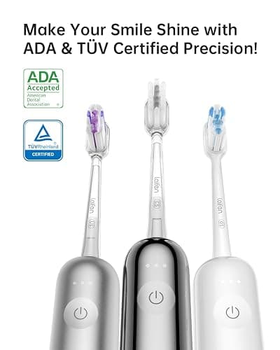 Laifen Wave Electric Toothbrush, Oscillation & Vibration Sonic Electric Toothbrush for Adults with 3 Brush Heads, IPX7 Waterproof ADA Accepted Travel Powered Toothbrush (Stainless Steel) - Stainless Steel thumbnail 5