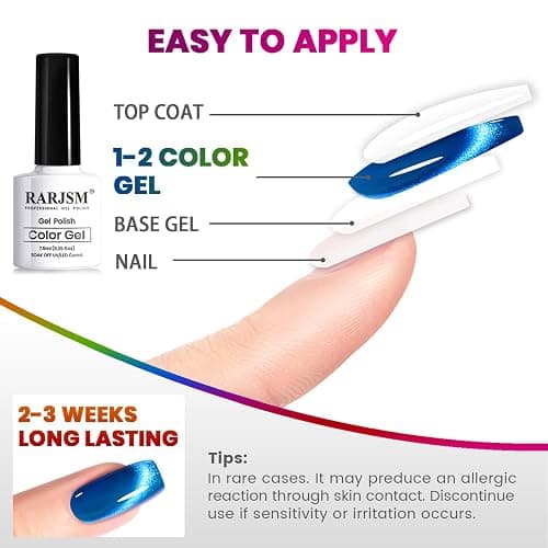 RARJSM 9D Neon Cat Eye Gel Nail Polish Set 6 Colors Velvet Silver Glitter Bright Orange Blue Red Green Rose Purple Ice Gel Polish with Magnet Stick UV LED Curing Requires Soak Off Home Salon Diy thumbnail 6