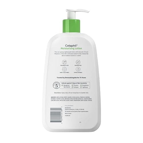 Cetaphil Face & Body Moisturizer, Hydrating Moisturizing Lotion for All Skin Types, Suitable for Sensitive Skin, NEW 20 oz, Fragrance Free, Hypoallergenic, Non-Comedogenic thumbnail 9