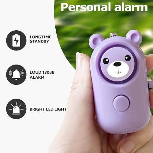 Personal Alarm Safe Sound for Women Kids Elders, 2 Pack Cute 130dB Loud Siren Safety Self-Defense with LED Light, Security Keychain Emergency Alert Alone (Blue+Purple) thumbnail 6
