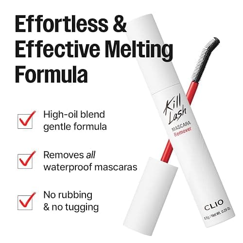 CLIO Kill Lash Mascara Remover, Waterproof Eye Makeup Remover with Curved Precision Brush, Oil Cleanser for Superproof Mascara and Lash Base, No-Rub Gentle Cleansing, Safe for Sensitive Eyes thumbnail 3