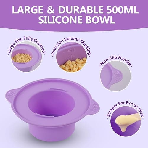 Wax Machine for Hair Removal in Pink Hair Waxing Kit for Women & Men At-Home Use, Silicone Pot, 0.6lb Salon-Grade Brazilian Wax Beads for Face Eyebrow Bikini Armpit Legs Full Body Beginner-Friendly thumbnail 4