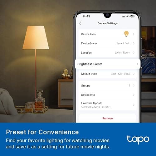 Tapo TP-Link Smart Light Bulbs, 800 Lumens (60W Equivalent), 2700K Soft Warm White LED Bulb, Dimmable, Compatible with Alexa and Google Home, No Hub Required, A19 E26, L510E (4-Pack) thumbnail 6