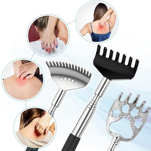 Yeipis 3 Pack Different Back Scratcher Metal Portable Telescoping with Rubber Handles, Extendable Back Massager Tool with Beautiful Box, Stocking Stuffers for Men Women Christmas Presents(Black) thumbnail 2