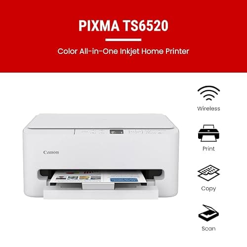 Canon PIXMA TS6520 Wireless Color Inkjet Printer Duplex Printing, White – Home Printer with Copier/Scanner, 1.42” OLED Display, Intuitive Control Panel, Compact Design thumbnail 2