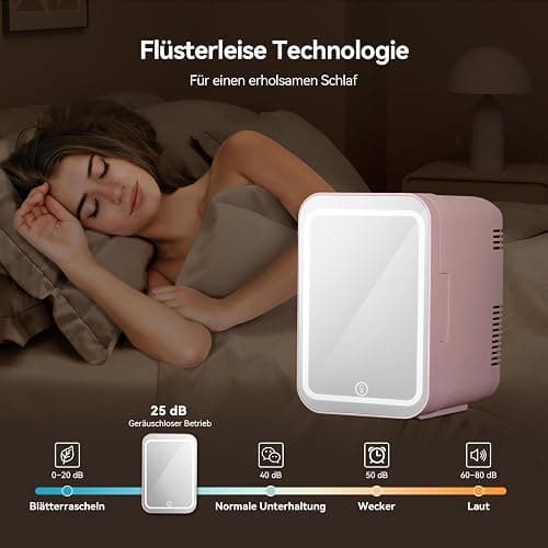 YU YUSING Mini Kühlschrank 4L, Kosmetik Kühlschrank mit LED Spiegel für Skincare & Getränke, AC+12V DC Tragbarer Klein Skincare Fridge mit Kühl & Wärmefunktion für Autos Büro Schlafzimmer, Rosa thumbnail 5