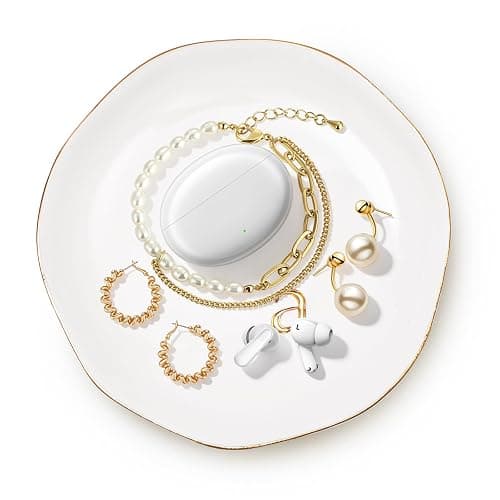 Fyshipin Ceramic Jewelry Tray,Decorative Trinket Dish for Room Decor,Birthday Valentine's Day Mother's Day Graduation Christmas Personalized Gift for Women, 4.75", Gold Rim,Engraved Initial m thumbnail 4