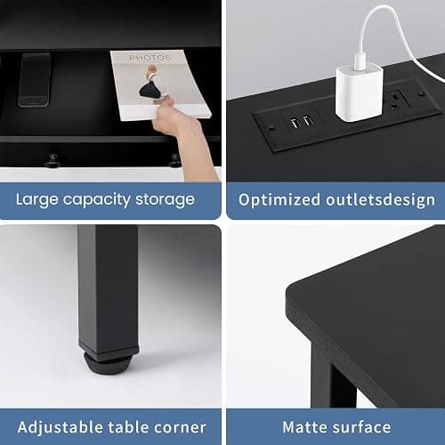 Edbuosy 3 Wooden Drawers Night Stand, 27 Inch Wide Nightstand with Charging Station and Adjustable Drawers, Small Dresser for Closet, Bedside Table for Living Room/Bedroom/Office thumbnail 4
