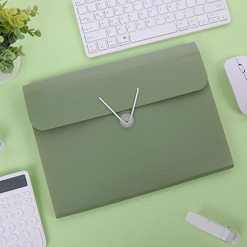 SKYDUE Accordion File Organizer, Expanding File Folder with 7 Pockets, Portable Receipt Paper Bill Document Organizer, Letter/A4 Size Filing Folder School Office Supplies, MossGreen thumbnail 2