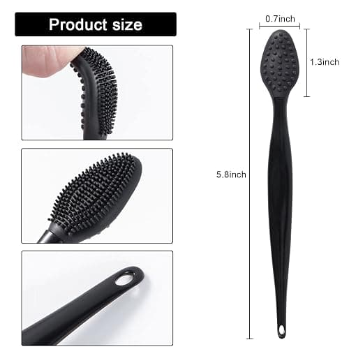 10 Pcs Lip Exfoliator Scrub Brush, Ooloveminso Silicone Lip Scrubber Exfoliating Brush, Soft Double-Side Lip Exfoliator Tool for Dark Lips, Lip Care and Beauty-Black thumbnail 2