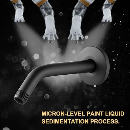 OFFO Shower Arm with Flange, 6 in Wall Mount Replacement Angle Shower Head Arm Wall-Mounted For Fixed Shower Head & Handheld Showerhead, Matte Black thumbnail 5