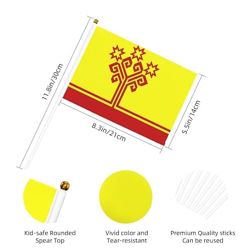 Chuvashia Flag Small Hand Held Flags, Mini Flags On Stick For Party Team Activities Parades Holiday Decoration 10 Pack thumbnail 3