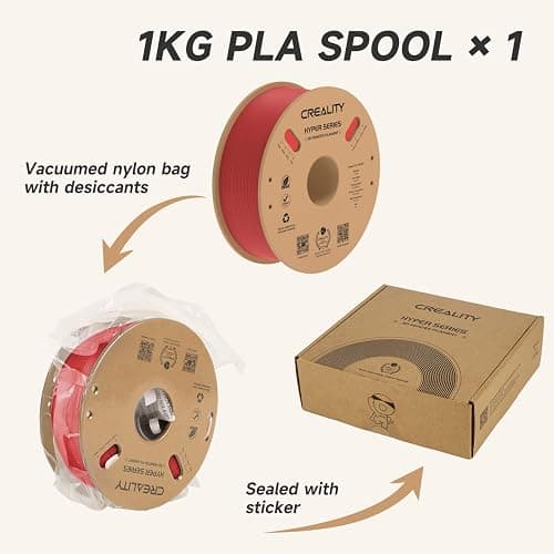 Official Creality Hyper PLA Filament 1.75mm, High Speed PLA 30-600mm/s Rapid 3D Printer Filament, Dimensional Accuracy +/-0.02mm, Fit Most FDM 3D Printers，1KG(2.2lbs) Spool Red thumbnail 7