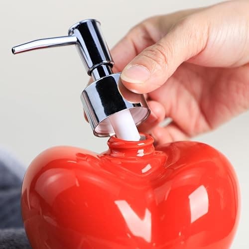 Colias Wing Heart Shaped Soap Dispenser with Plastic Pump, Refillable Lotion Soap Bottle, Lotion Bottle, Hand Soap Dispenser, Home Decoration thumbnail 6