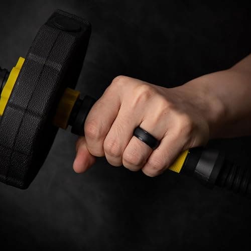 Egnaro Men's Silicone Wedding Rings: Classic Black Style Rubber ring - Hypoallergenic for Gym/Outdoor/Gift(1/4/7 Variety Pack with Half Size) thumbnail 4