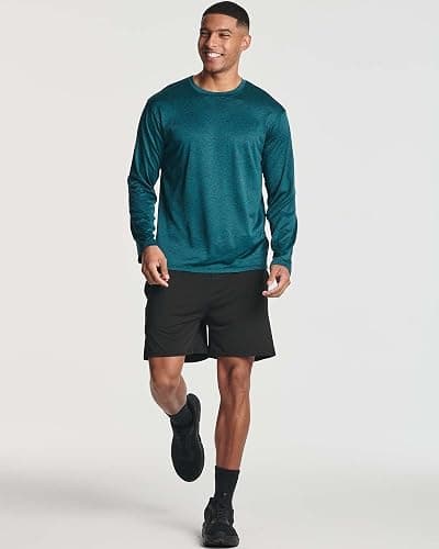 Real Essentials 4 Pack: Mens Long Sleeve Dry Fit T Shirts Hiking Fishing Workout Gym Work Sun UPF 50 Wicking Running Tee thumbnail 5