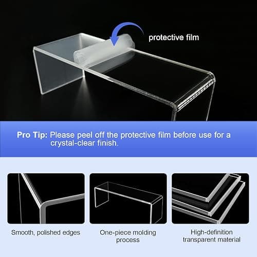 OVNTHYK Acrylic Risers 8 Pcs – Clear Rectangular Display for Perfume Organizer, Figures, Jewelry, Dessert Table & Cupcake, 4 Sizes (7", 8", 9") thumbnail 5