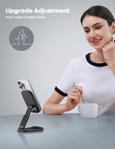 Lamicall Cell Phone Stand for Desk - [Height Adjustable] Foldable Mobile Phone Holder, Portable Stand for iPhone 17 16 15 14 13 12 11 Pro Max Plus Air, Galaxy S25 S24, Telephone, Office Accessories thumbnail 2