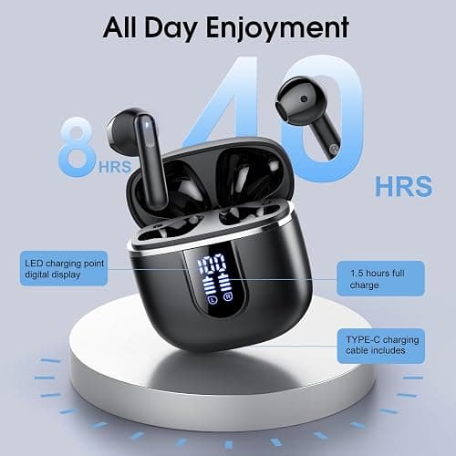 Wireless Earbuds, Bluetooth Ear Buds 5.4 Mini HiFi Stereo with 4 ENC Noise Cancelling Mics Wireless Headphones, 40H in Ear Earphones, USB C, IP7 Waterproof Bluetooth Headphones for Sports, Workout thumbnail 4