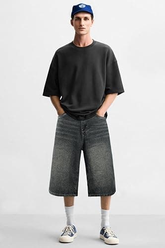 GINGTTO Mens Baggy Jean Shorts Loose Fit Long Denim Shorts Below Knee 15 Inch Inseam thumbnail 6