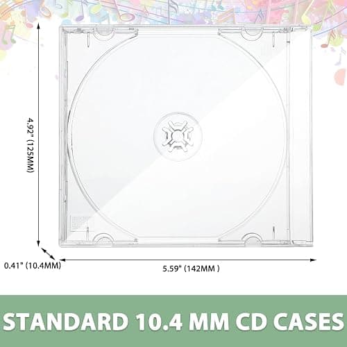Kigley 25 Pcs 10.4 mm CD Jewel Cases Standard Single Clear CD Case DVD Cover Protection Replacement (Clear) thumbnail 2