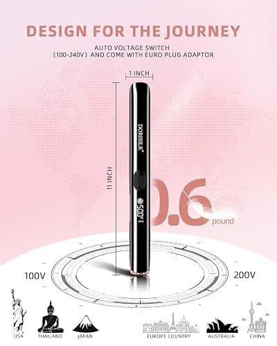 DORISILK 500 Degree High Temp Professional Hair Straightener，30s Fast Heating Ceramic Flat Iron ，2 in 1 Hair Straightener and Curler，Plasma Flat Iron Get Frizz-Free ，Dual Voltage for Travel Using thumbnail 7