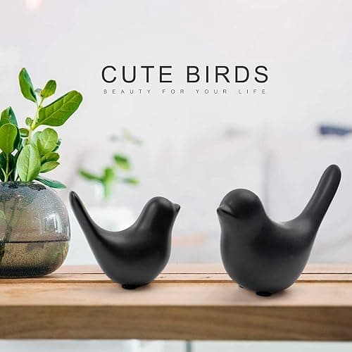 Notakia Small Birds Statues Home Decor Modern Style Decorative Ornaments for Living Room Decor, Bedroom, Office Desktop, Cabinets (Black 2Pcs Birds) thumbnail 5