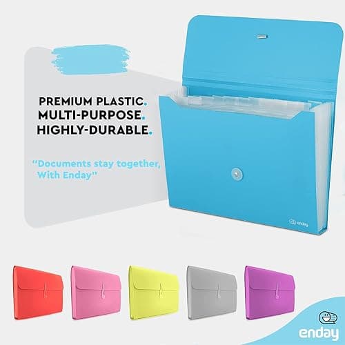 Accordion File Organizer 13 Pocket Expanding File Folder with Labels, Accordion File Organizer Letter Size Letter A4 Paper for Receipts, Bills and Documents 13" x 9.5” –by Enday - 13 POCKET - Blue thumbnail 5