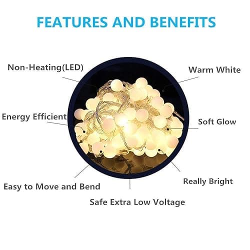 RaThun 49.2ft Warm White Globe String Lights, 100 LED with 16ft Extended Lead Wire & Remote, 8 Modes, IP44 Waterproof Plug in Linkable Lights for Outdoor Indoor Party Wedding thumbnail 7