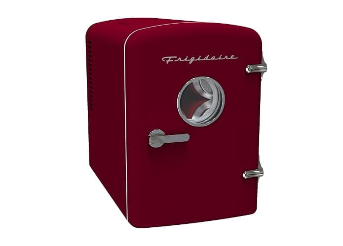 Frigidaire Retro 9-Can Mini Personal Fridge Portable Cooler for Car, Office, Bedroom, Dorm Room, or Cabin, 11.8" D x 7.1" W x 10.1" H, Red - Image 1