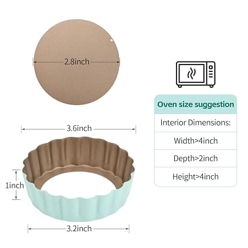 LIFVCNT 4 Pcs 3.6 Inch Mini Tart Pan Depth 1 Inch with Removable Bottom NonStick Tin - Green thumbnail 3