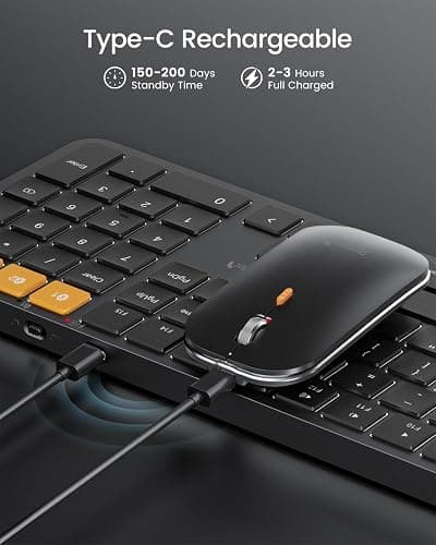 ProtoArc Backlit Bluetooth Keyboard and Mouse for Mac, KM100-A Multi-Device Wireless Keyboard Mouse for Mac, Full Size Rechargeable for MacBook Pro/Air, iPhone, iPad, Black thumbnail 5
