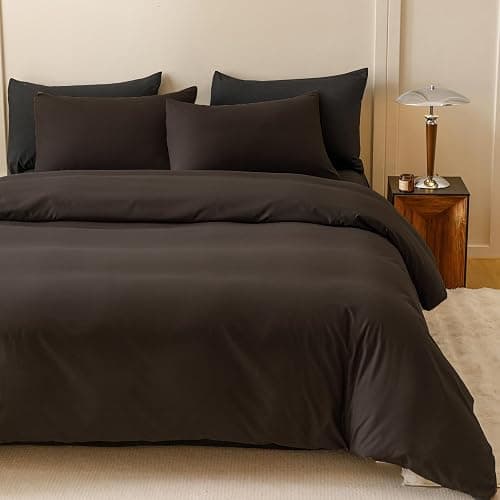 KAREVER Dark Brown Comforter Set Queen Size Deep Brown Bedding Set 3 PCs Deep Coffee Color Comforter Set Fluffy Blanket Queen Size thumbnail 2