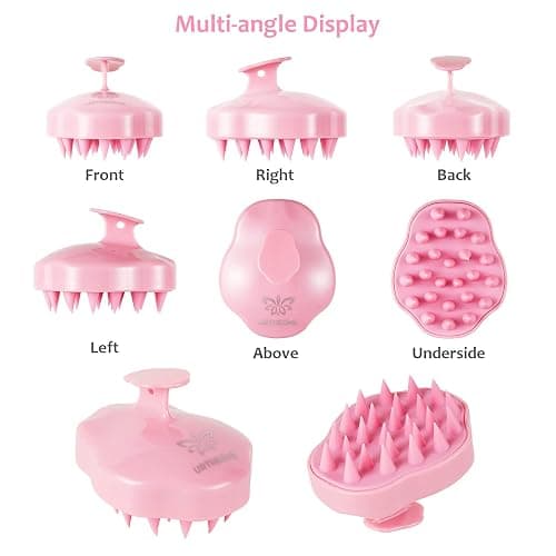 URTHEONE Soft Silicone Hair Scalp Massager Shampoo Brush for Wet Dry Oily Curly Straight Thick Thin Rough Long Short Natural Men Women Kids Pets Hair Care Tools（Pink thumbnail 5